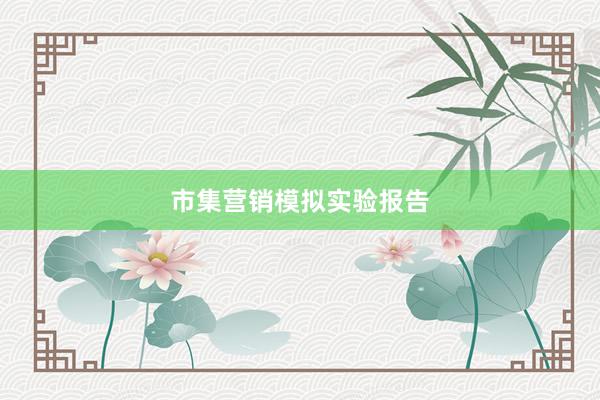 市集营销模拟实验报告